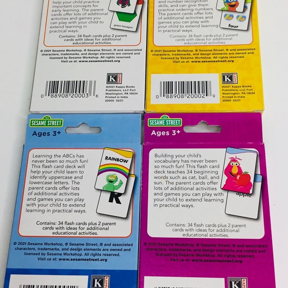 Sesame Street Flash Cards Set 4 Learning Aids For Kids Colors Numbers ABC New - Picture 2 of 2